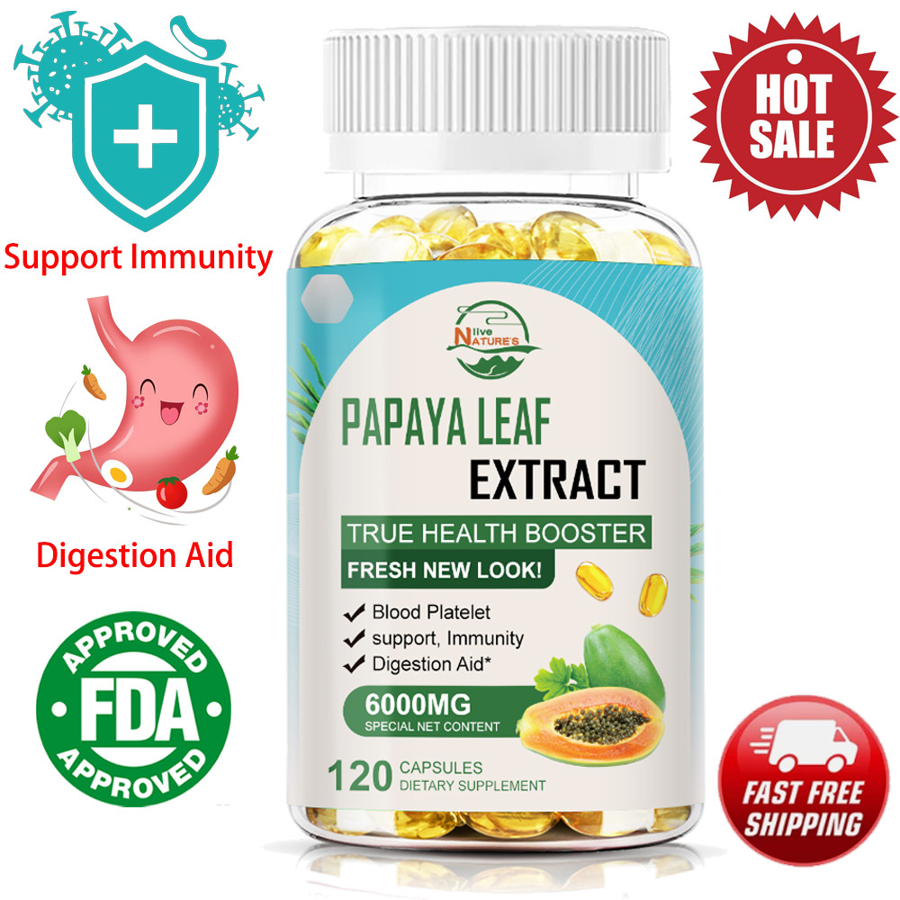 Papaya Leaf Extract 120 capsules Blood Platelet support Immunity Digestion Aid