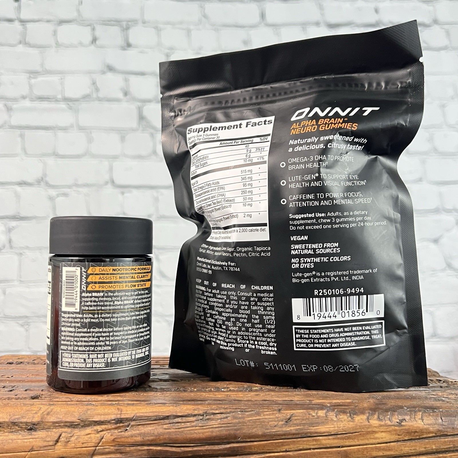 Onnit Alpha Brain Neuro Gummies 90ct & Alpha Brain Daily Supplement 30ct