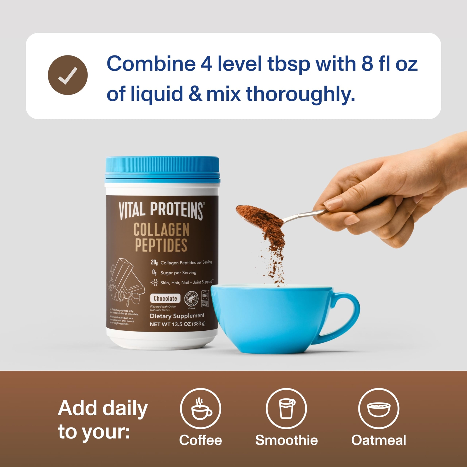 Delicious Chocolate Collagen Peptides 14 Servings Sugar Free Paleo Keto Friendly