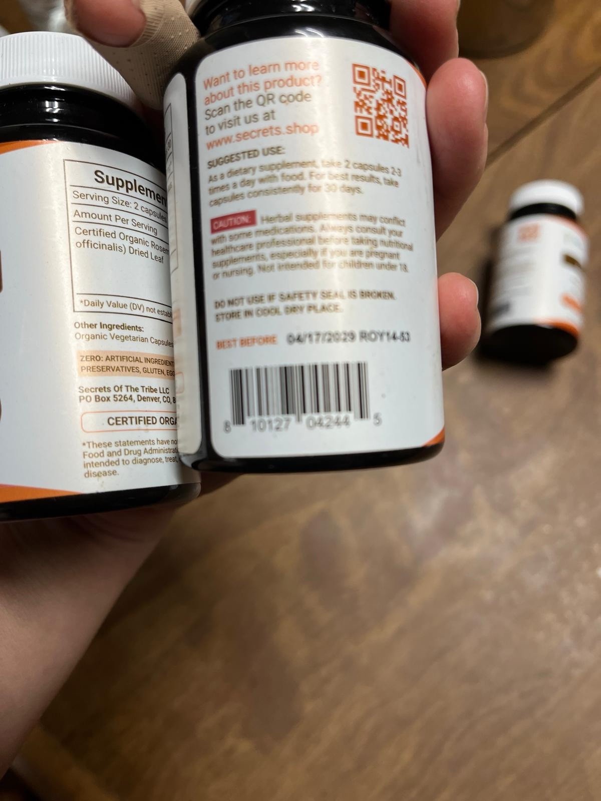 Secret Of The Tribe Rosemary 60 organic capsules Lot Of 3 | : 03/2029