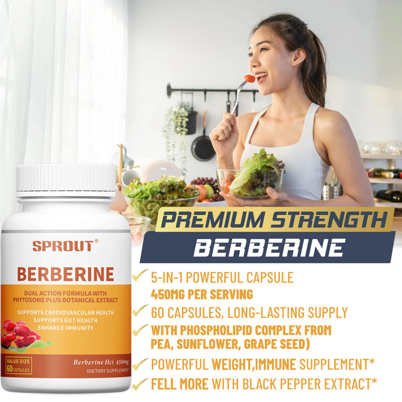 Berberine Capsules, Natural HCL Extract 450mg, Heart Health & Immune