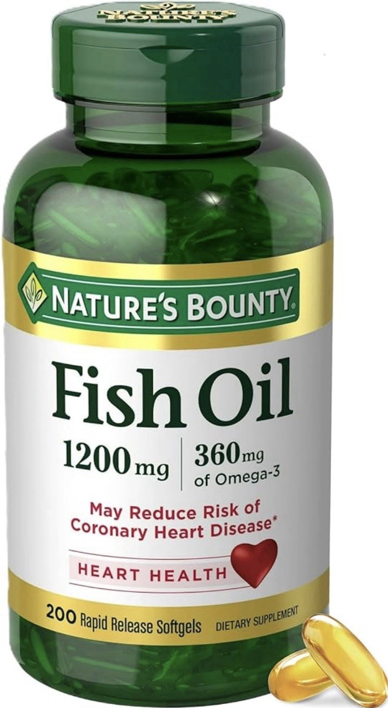 Nature’s Bounty Fish Oil 1200mg Heart Health 200 Softgels Rapid Release Non-GMO
