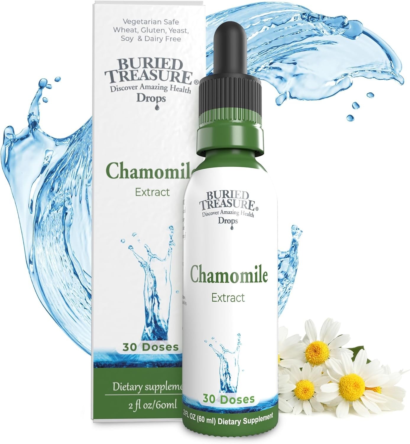 Buried Treasure Chamomile Drops – 30 Servings, 2oz, Liquid Herbal Calm Supple…
