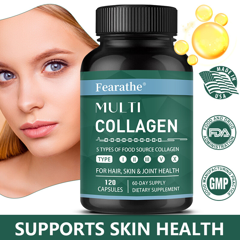Multi Collagen Capsules – Hydrolyzed Protein Peptides -Type I,II,III,V,X