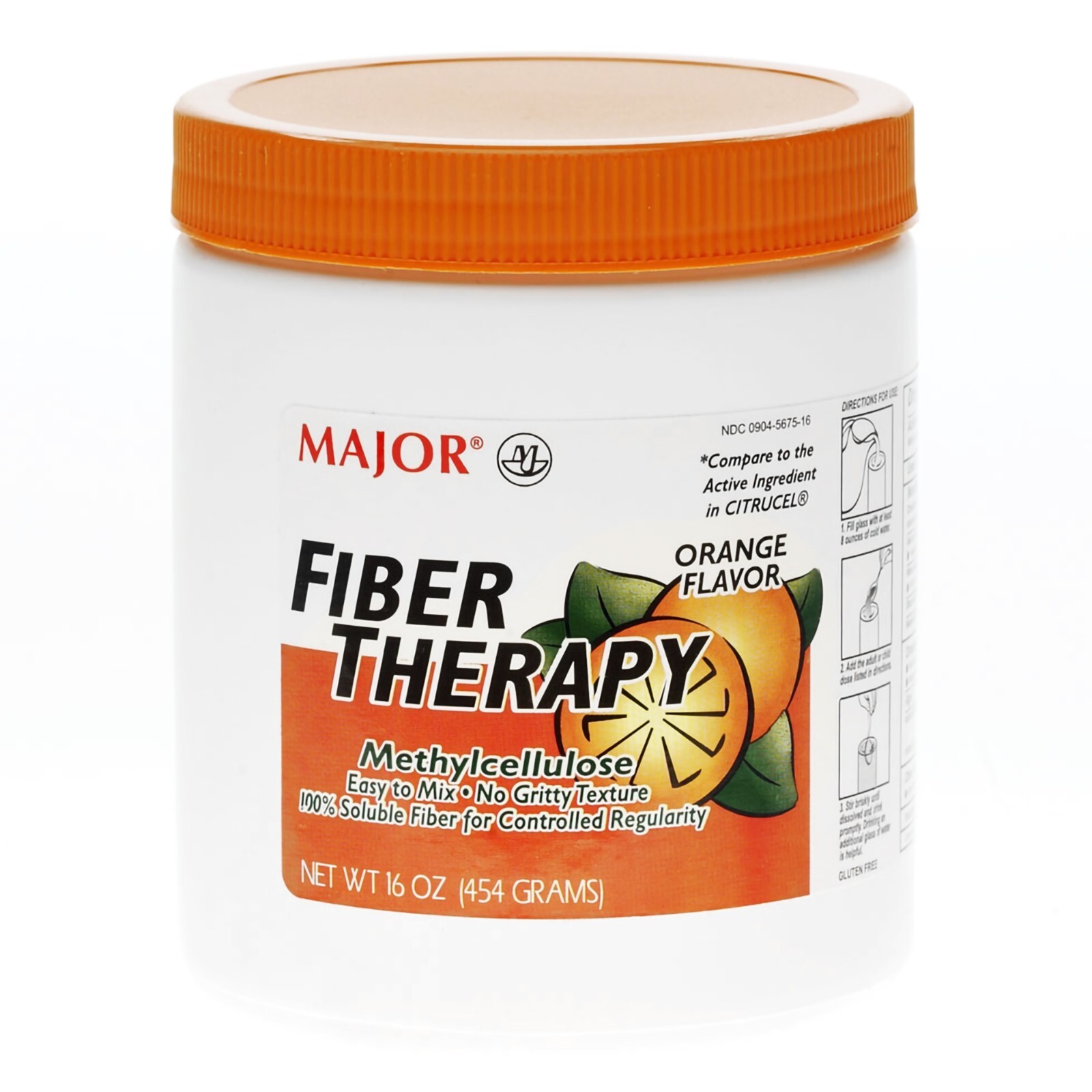Fiber Therapy Powder Methylcellulose Supplement Orange Constipation Relief 16 oz