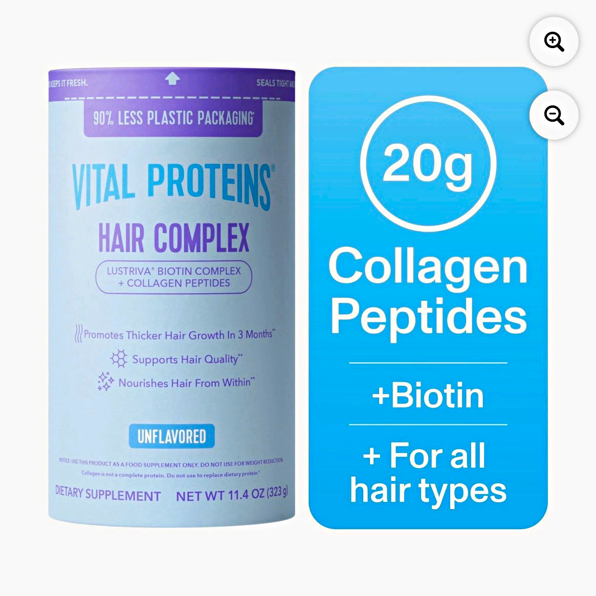 Vital Proteins Hair Complex Collagen Peptides + Biotin Powder Unflavored 11.4 oz