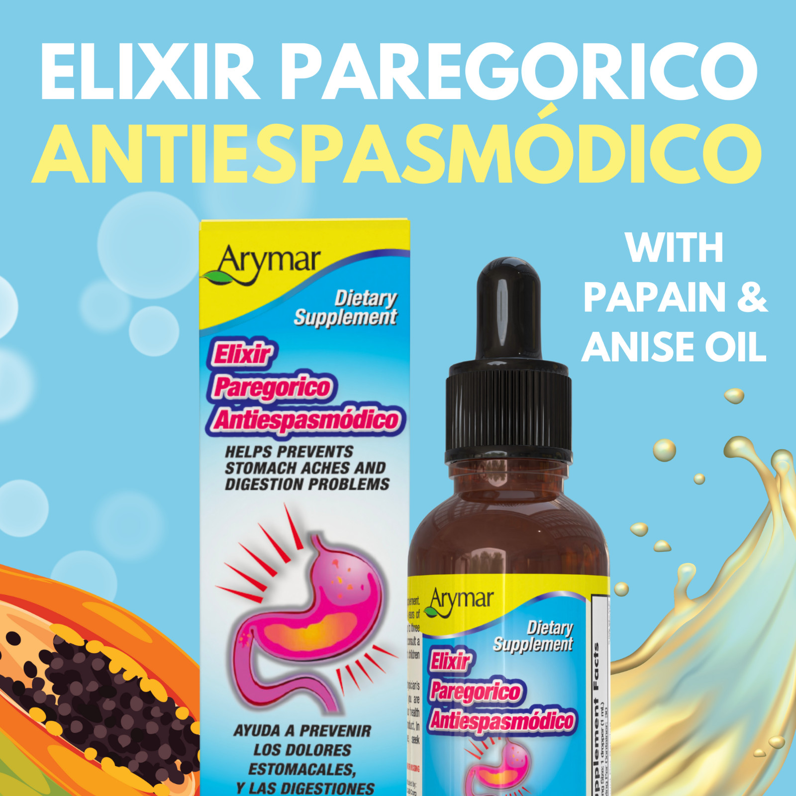 Arymar – Elixir Paregorico Antiespasmodico, Digestive Support, 1fl oz (30ml)