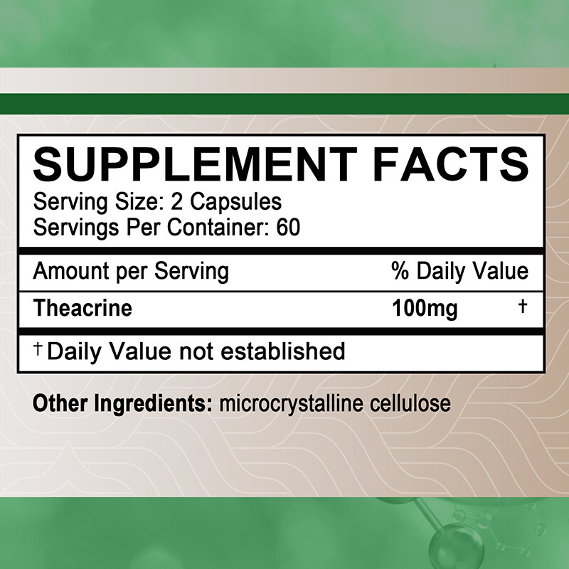 Theacrine Supplement 100g – Helpful Mental Focus and Motivation 30 To 120 Caps