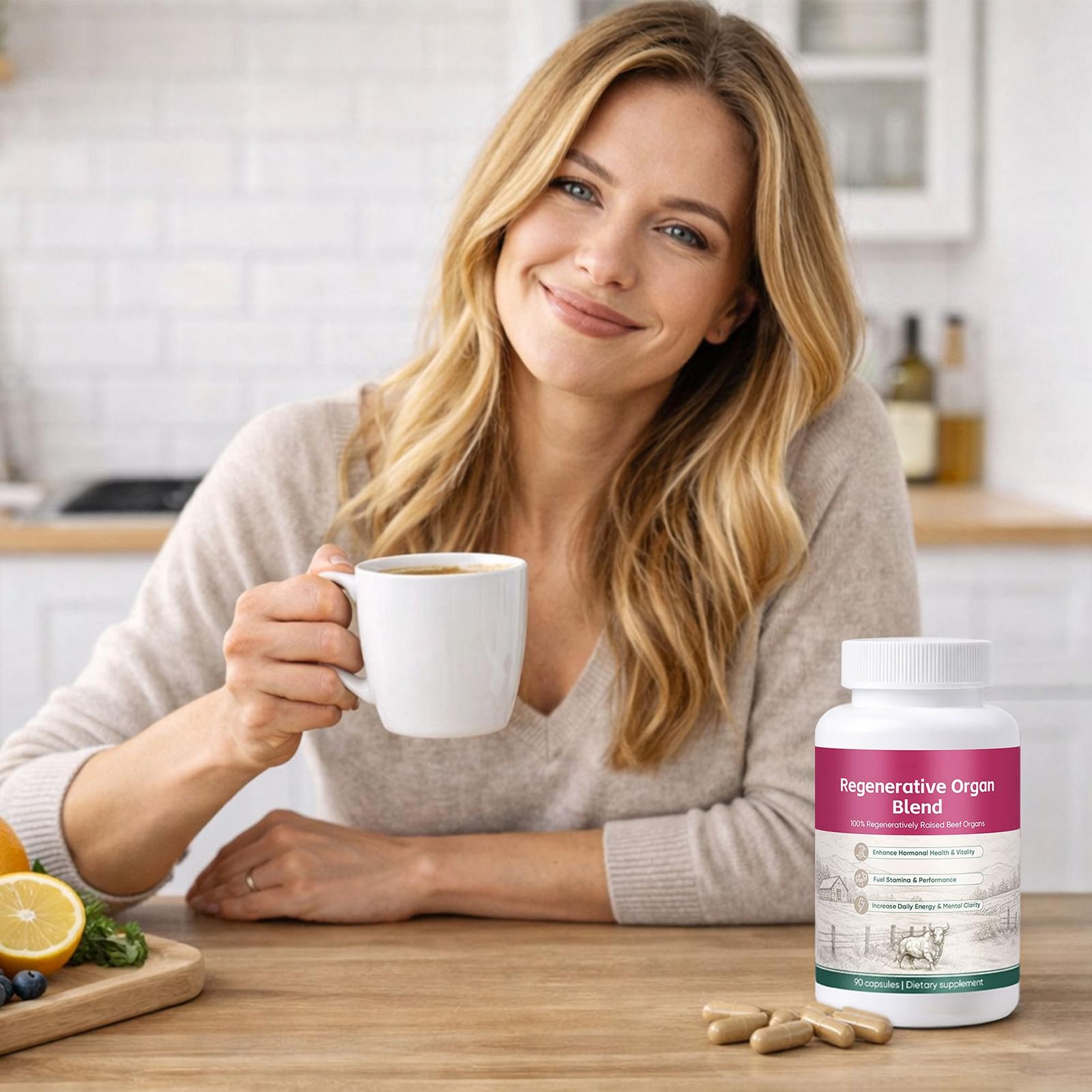 MORNING RISE Regeneratively Raised Beef Organs Capsules Non-GMO 90 Counts