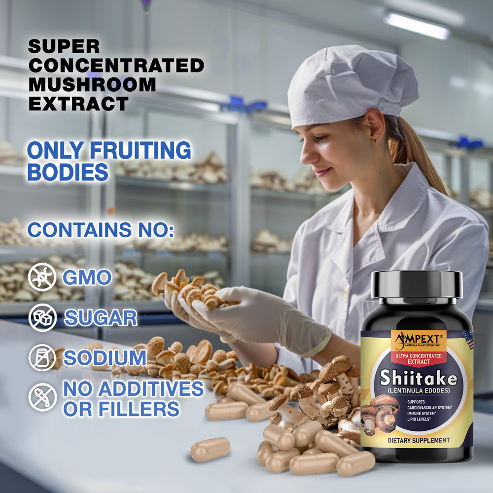 Shiitake Extract – Only Fruiting Bodies, Over 30% Beta-Glucans, 90 caps