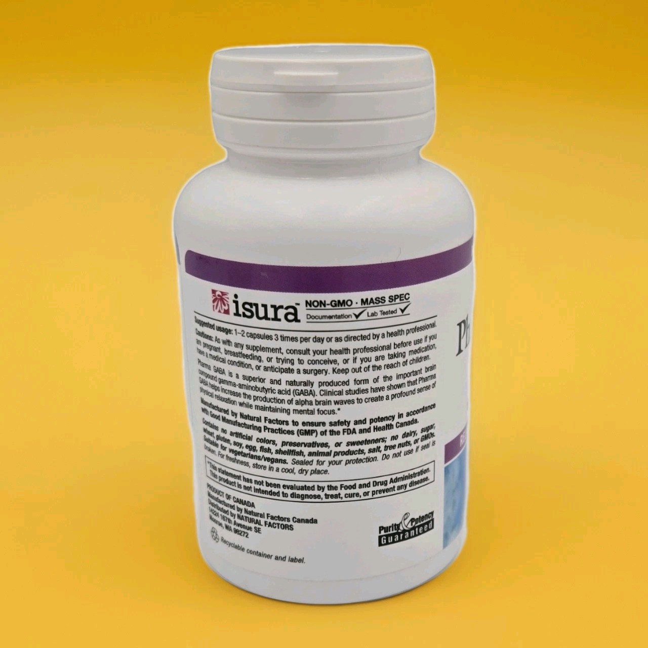Natural Factors Stress-Relax Pharma GABA 100mg Vegetarian Non-GMO Capsules 60ct