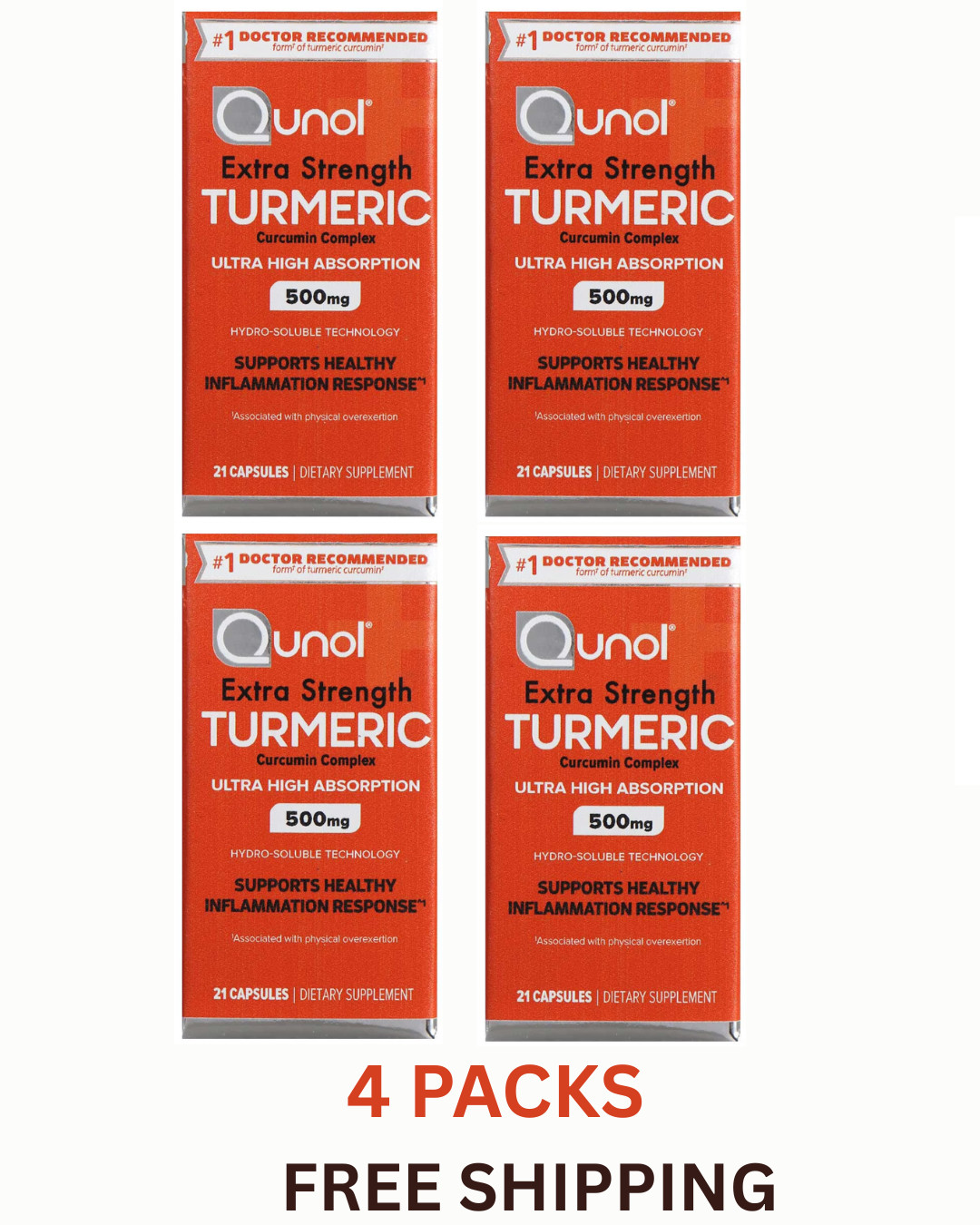 4 Qunol Turmeric Curcumin Complex 500 Mg – 21 Capsules (84 Total) Exp 11/2026+