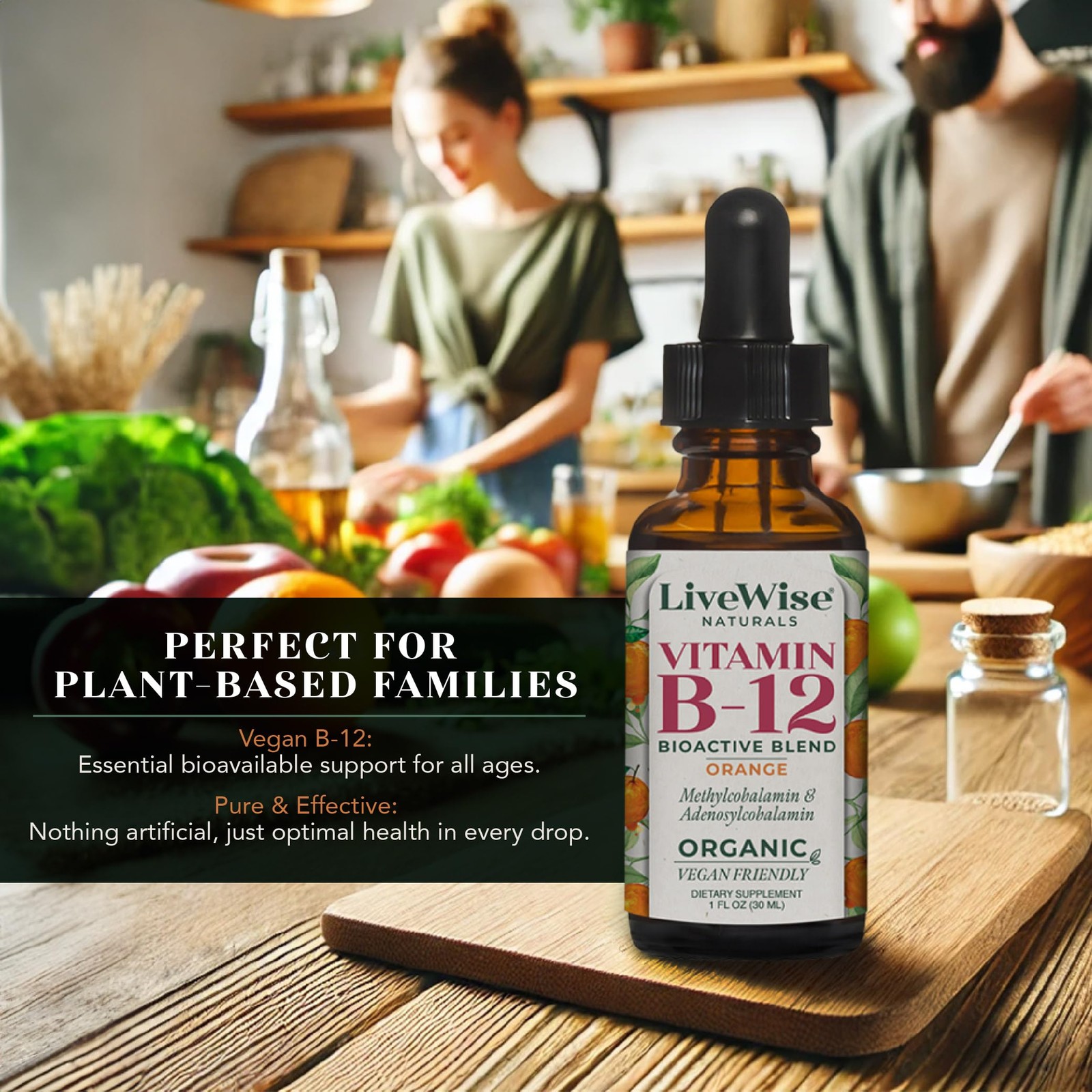 Organic Vitamin B12 1000 mcg Sublingual Liquid Drops For 1 Fl Oz (Pack of 1)