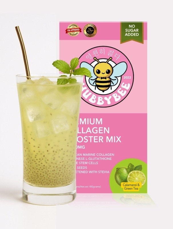 HUBBYBEE Premium COLLAGEN POWDER DRINK CALAMANSI & GREEN TEA (10 sachet/BOX)