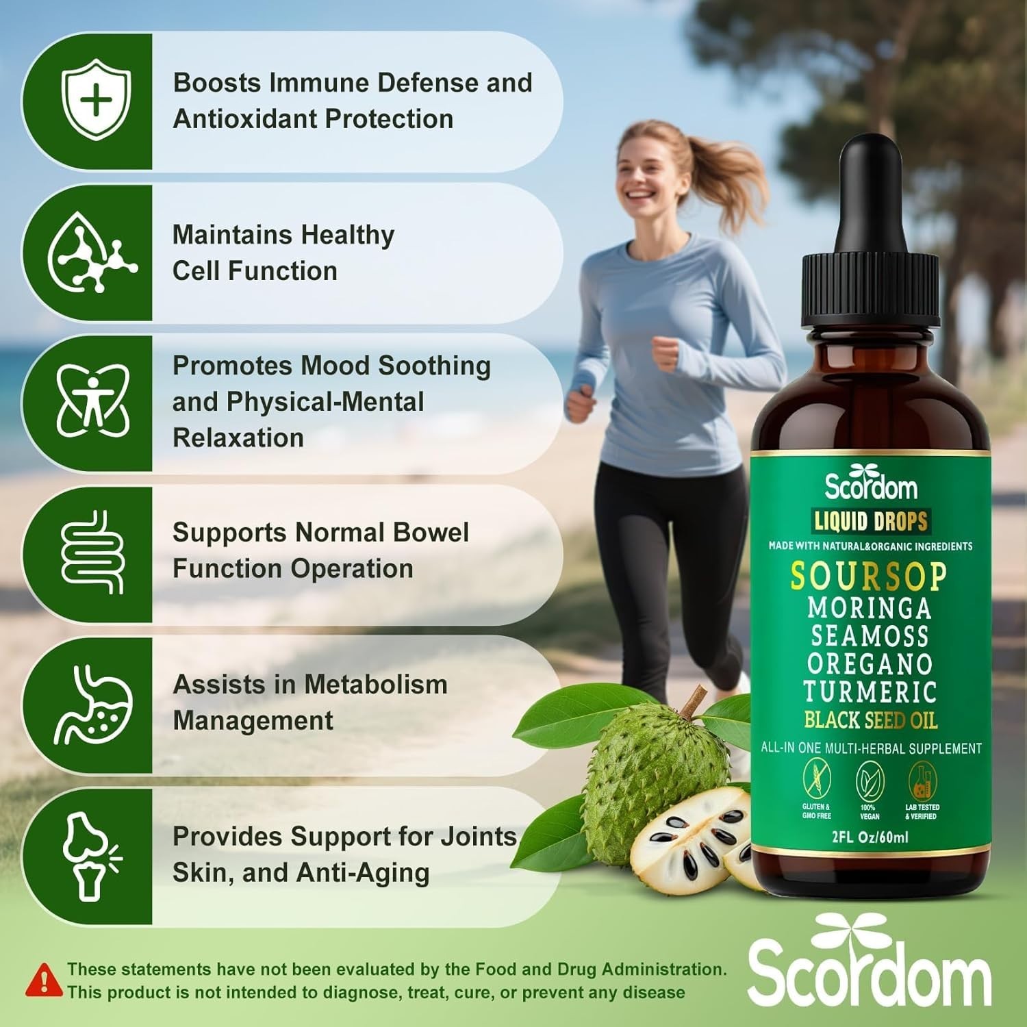 Soursop Bitters Liquid Drops, All in One Supplement Supports Wellness 2fl oz