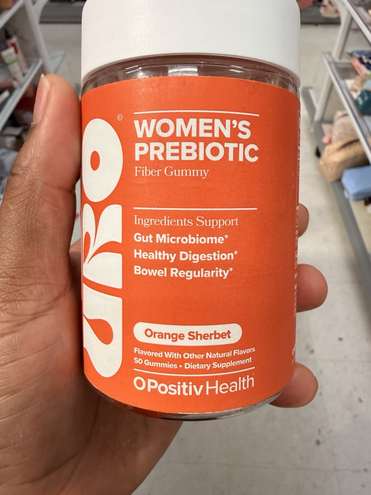 O Positiv Health Women’s Prebiotic Fiber Gummies Digestive Support Orange 50