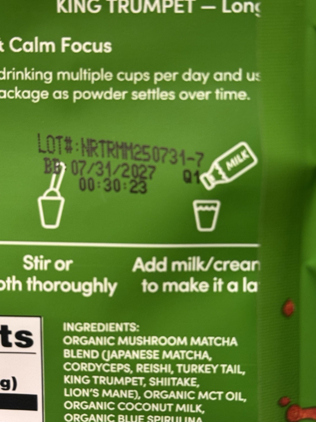 NEW 2 Packs RYZE Organic Mushroom Matcha Sealed Exp 07/31/2027