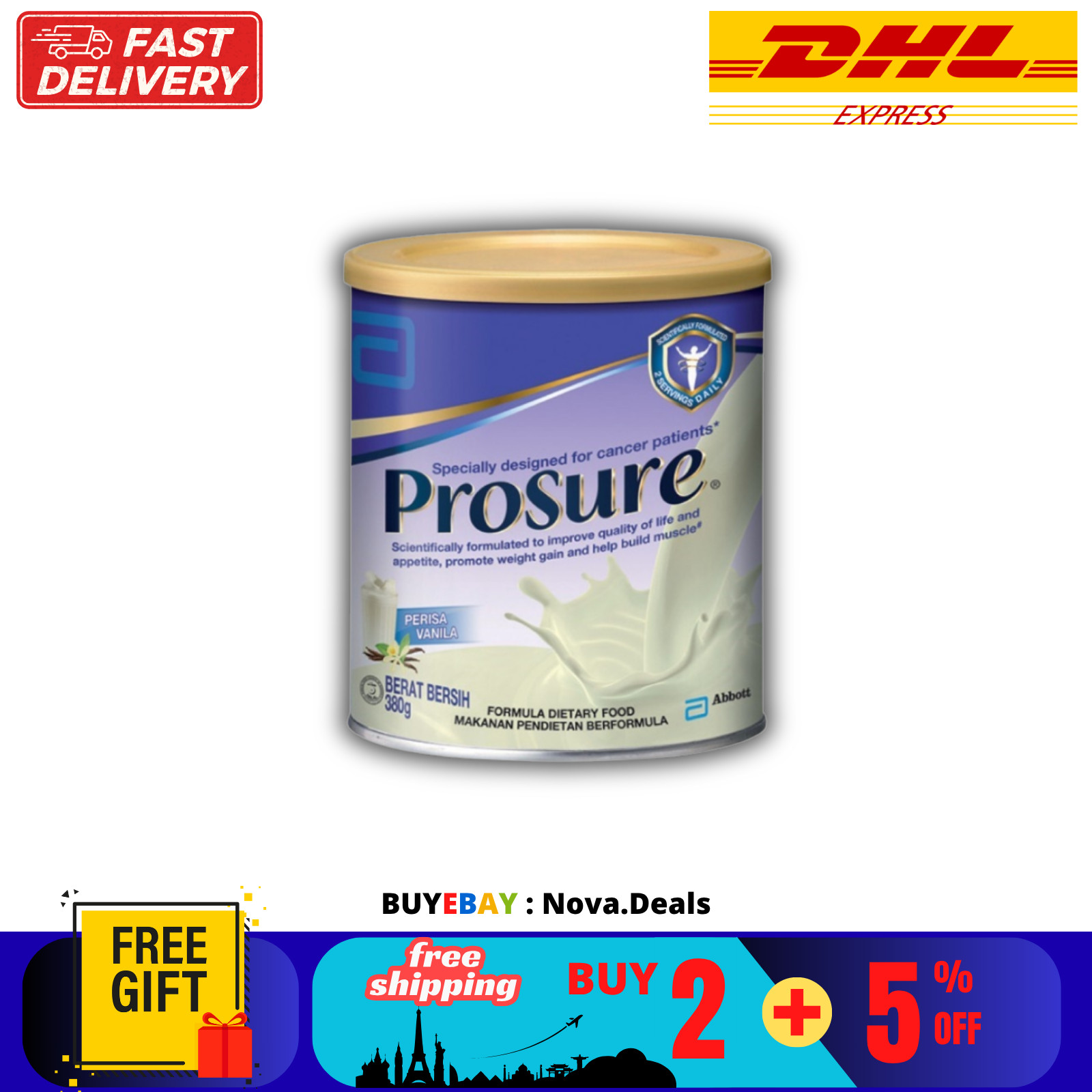 `1 X Abbott Pro Sure Vanilla Milk High Protein, Prebiotic & EPA 380g