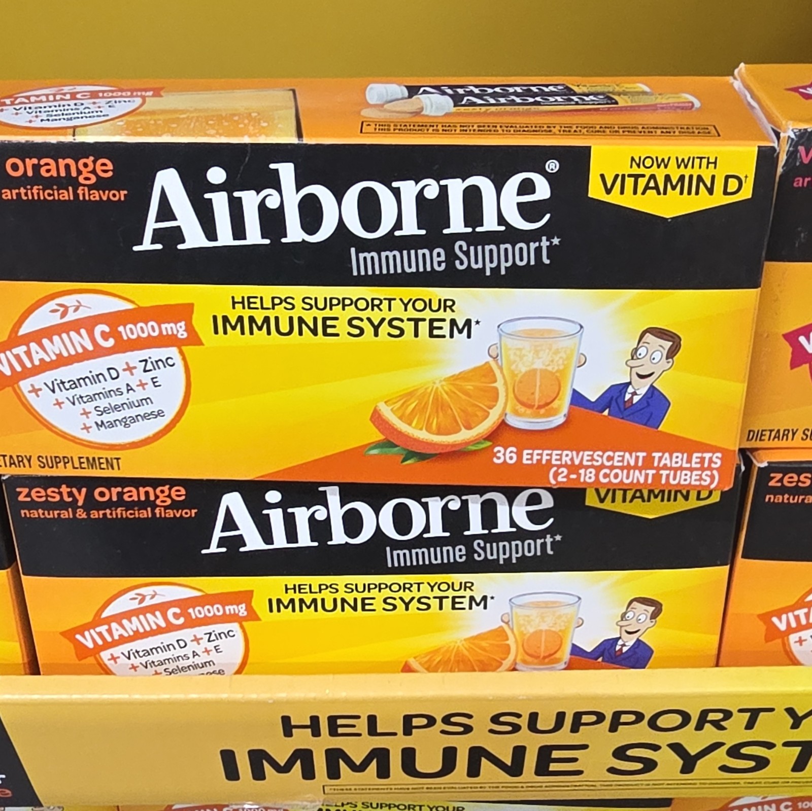 Airborne Immune Support Very Berry 36 Effervescent Tablets 1000mg Exp 04/27