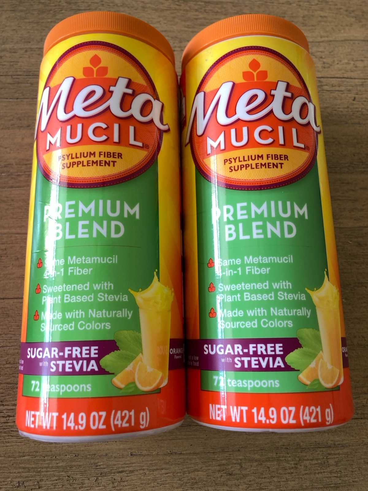 2 NEW SUGAR FREE MEATAMUCIL PREMIUM BLEND & 4 IN 1 FIBER 14.9 OZ EACH NEW