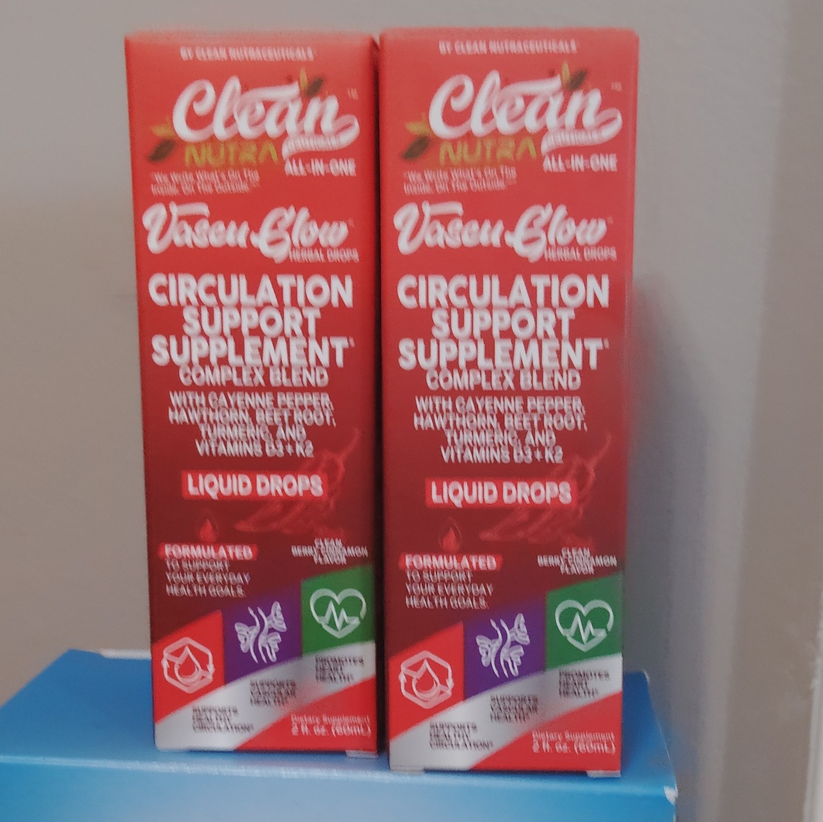 Clean Nutra Vascu Glow Circulation Support Drops D3 K2 Beet Cayenne 2 fl oz