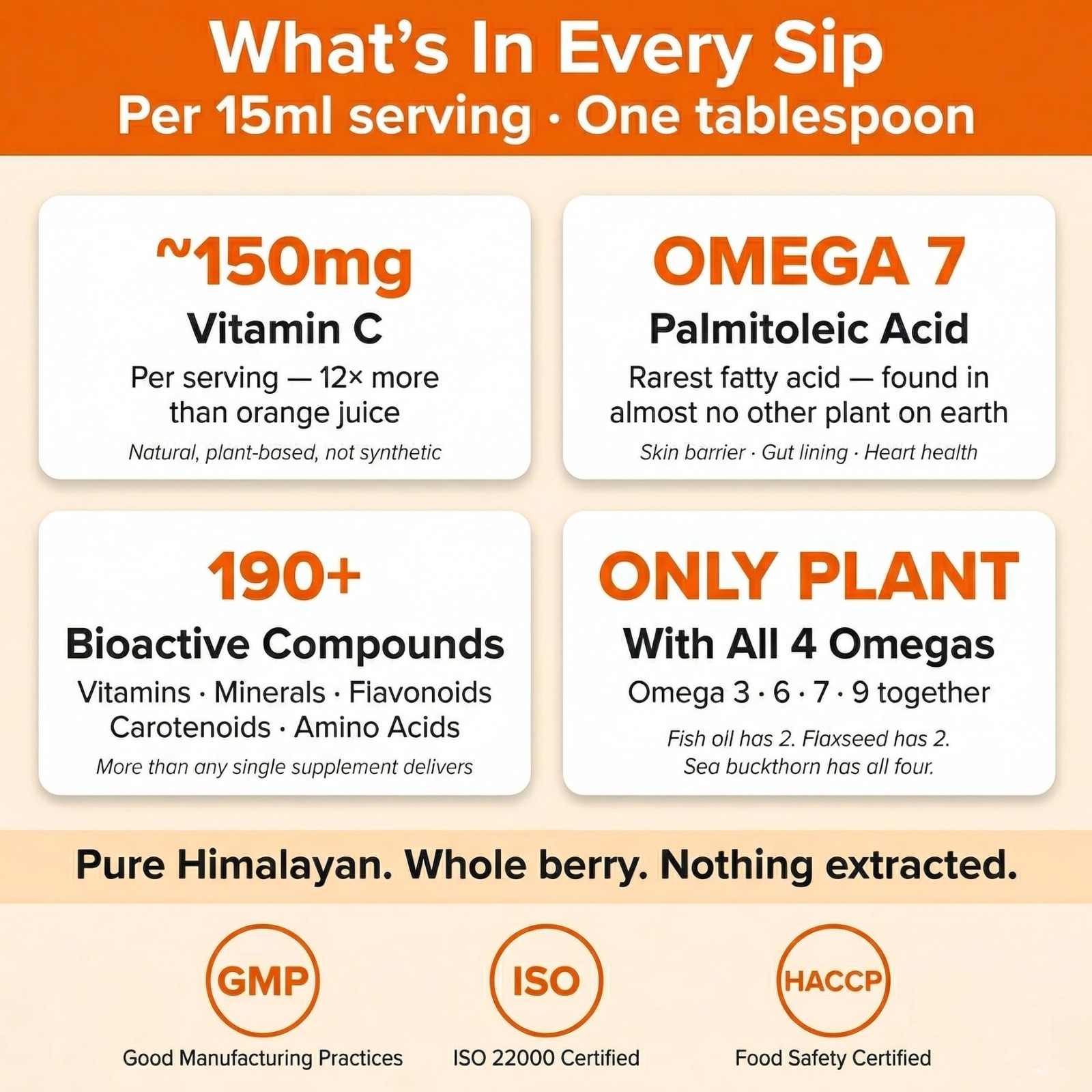 Daily All Day Himalayan Sea Buckthorn Juice Berry Pulp Omega 7 16.9 Fl Oz 500
