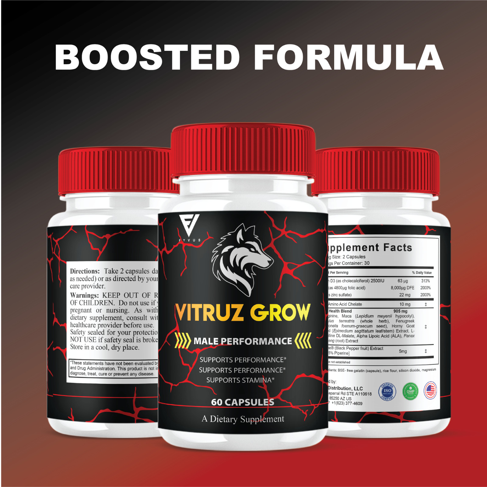 (2 Pack) Vitruz Grow Supplement, VitruzGrow Max Strength Capsules (120 Capsules)