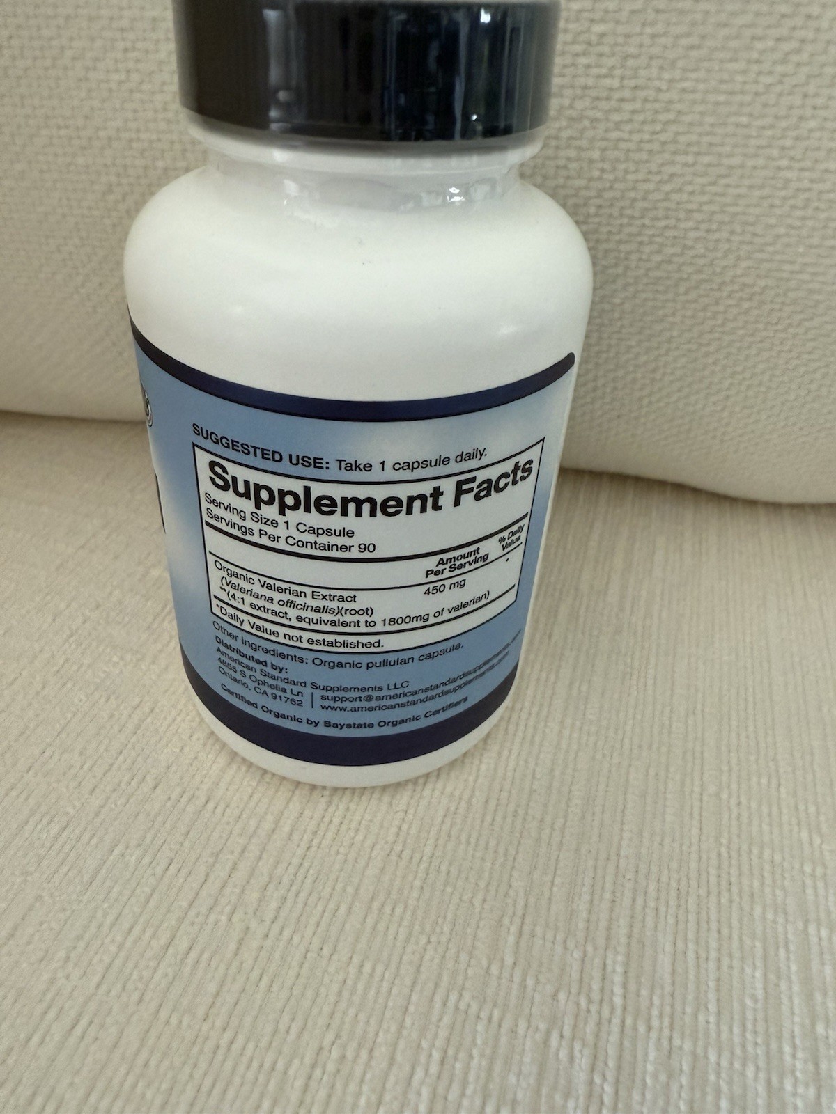 Organic Valerian Root 1800mg Per Serving – 90 Veggie Capsules