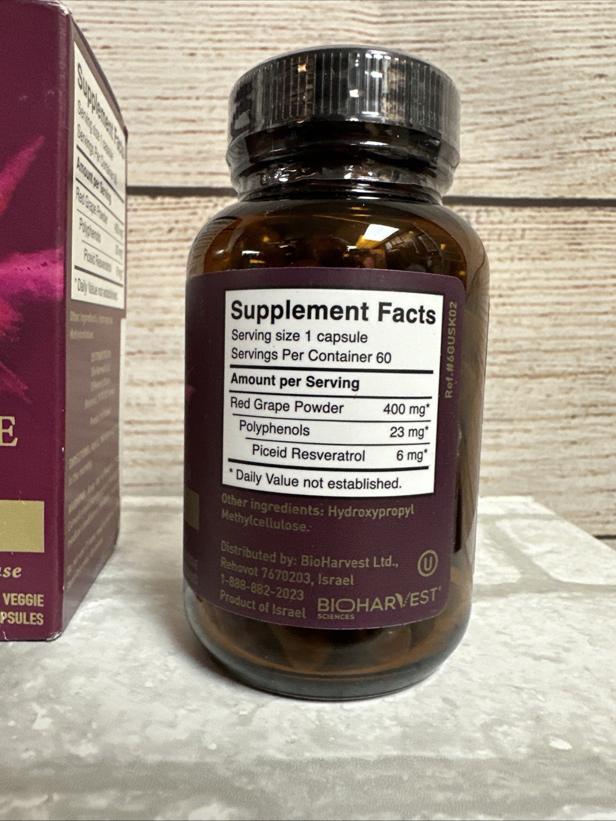 VINIA Blood Flow Capsules Red Grape Powder Nitric Oxide Supplement 60 Caps 3/28