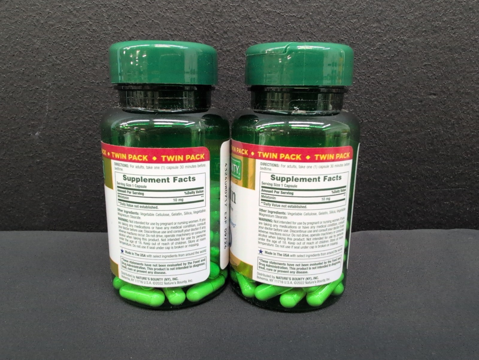 Nature Bounty Melatonin 10mg Capsules For Sleep Health 60 Ct EXP 09/2026 2 Pack