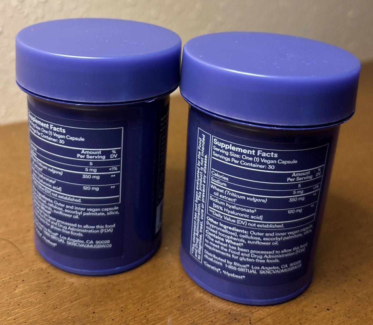2 Ritual HyaCera Daily Skin Hydration Vegan Capsules 30 Count Exp 02/11/27
