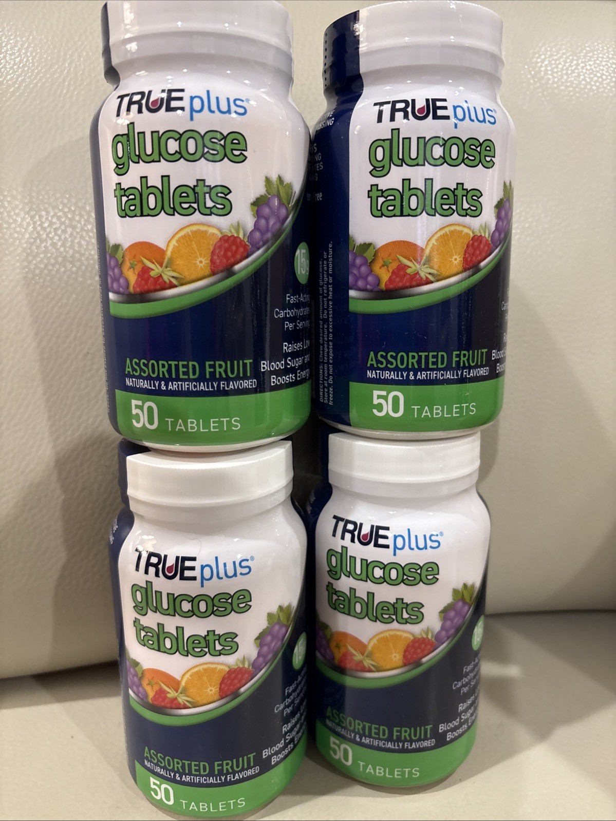 4 Pk ~ Trueplus Glucose Tablets ~ Blood Pressure & Energy Support ~ Fruit 50 ct