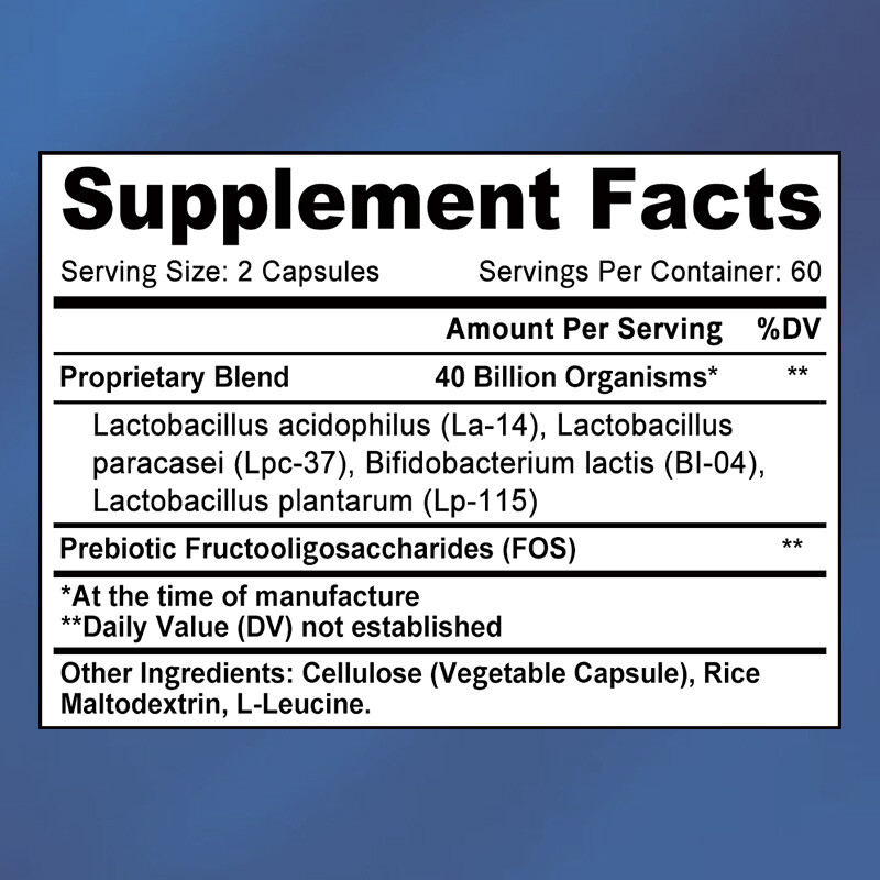 Advanced Strength Probiotic Capsules 40 Billion CFU Promotes Healthy Digestion