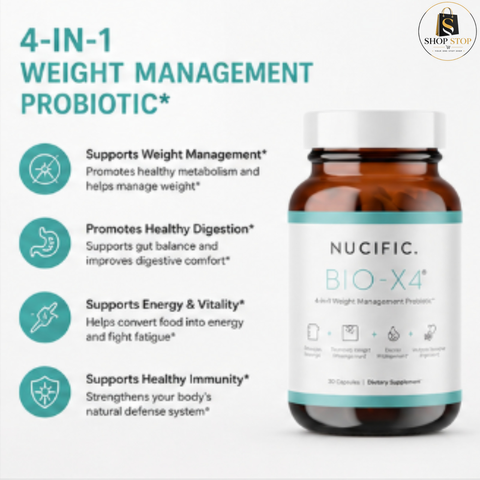Nucific BIO-X4 4-in-1 Weight Management Probiotic capsules dietary supplement