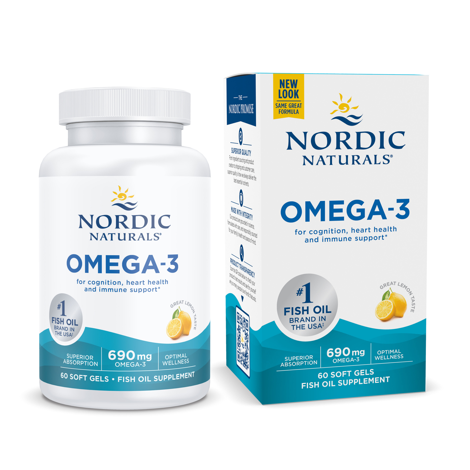 Nordic Naturals Lemon Omega-3 – Cognition, Heart Health, & Immune Support, 60 Ct