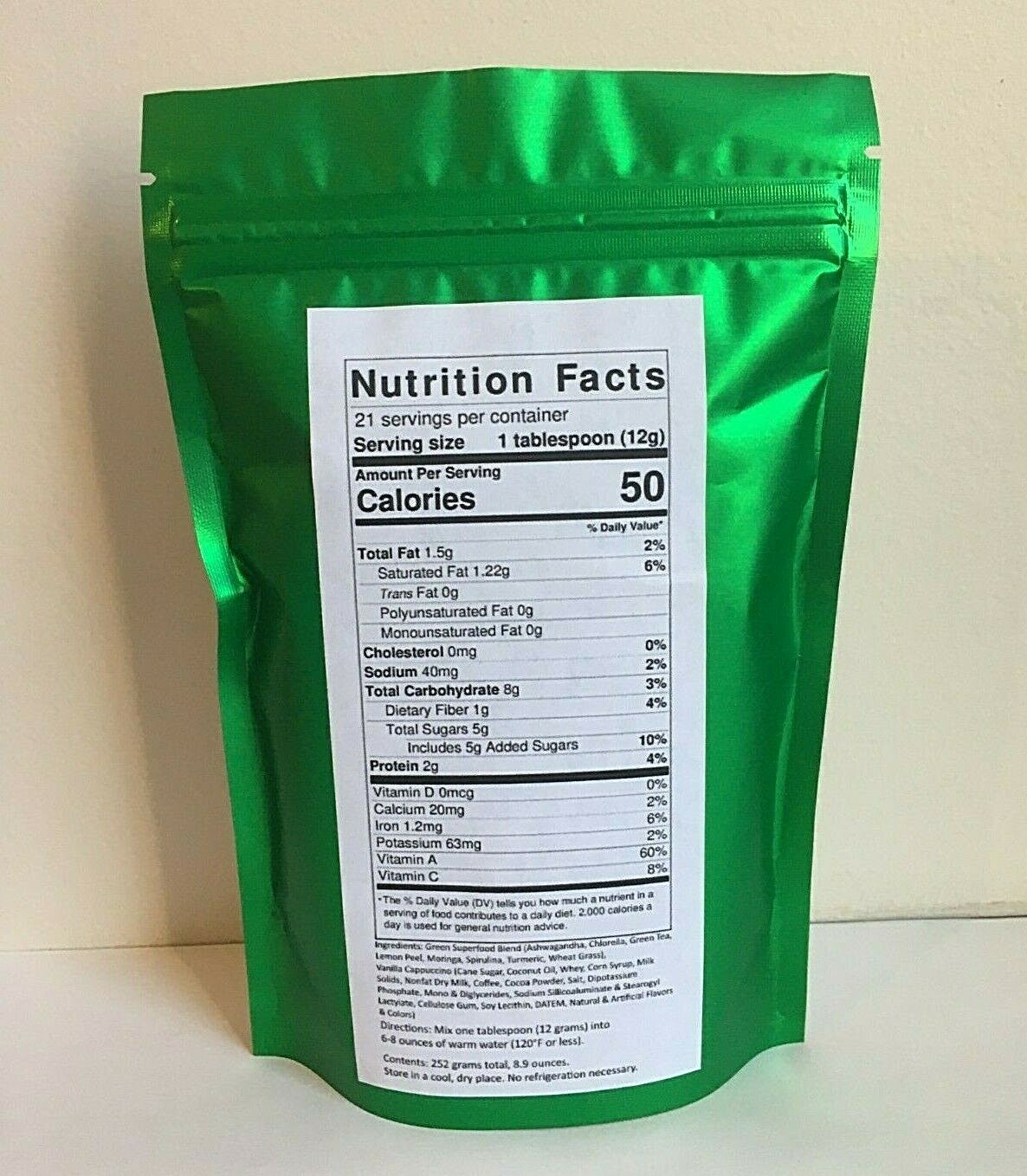 MAXX Organics 8 GREEN SUPERFOODS VANILLA CAPPUCCINO 21 Day Comp. Organifi Green