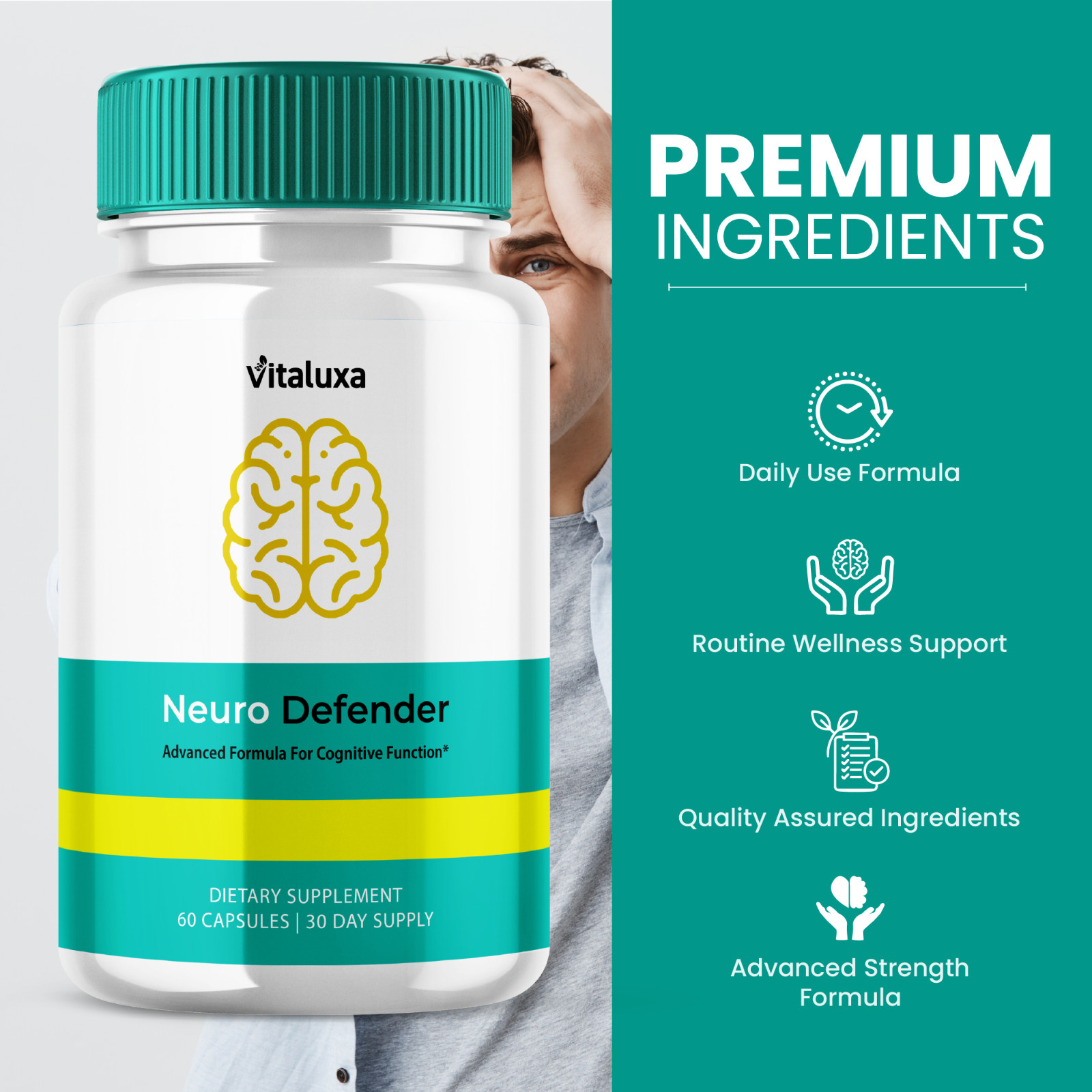 Neuro Defender Cognitive Pills for Enhanced Memory & Brain Support (60 Capsules)