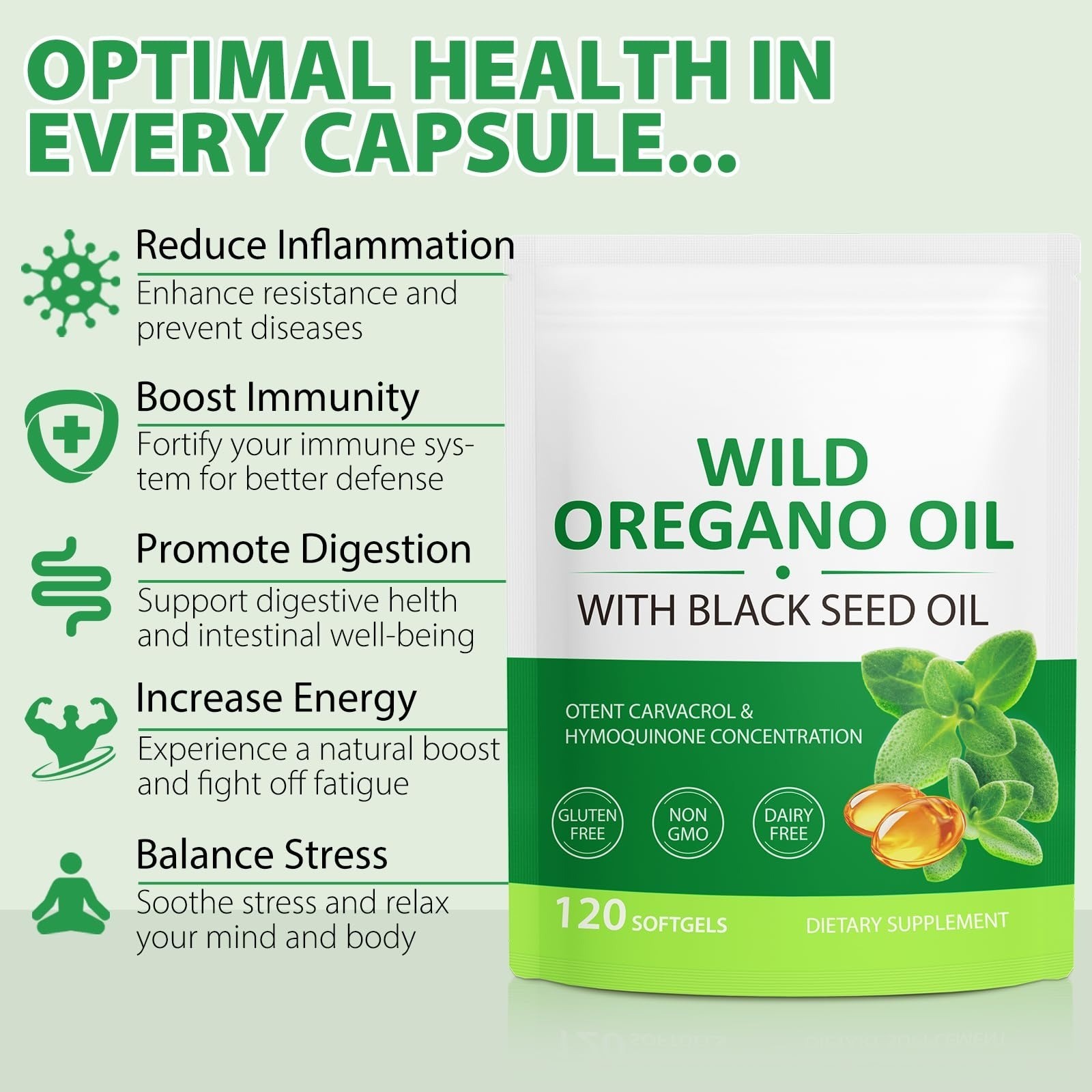 Oil of Oregano Softgels 6000mg with Black Seed Oil 240 Count