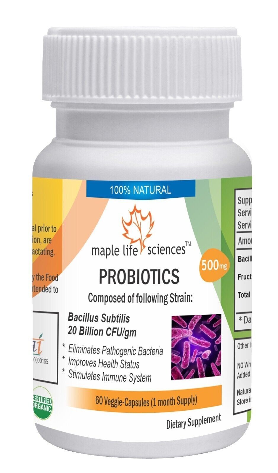 Probiotic Bacillus Subtilis 20 Billion CFU/gm Capsules – 500mg – AU Stock