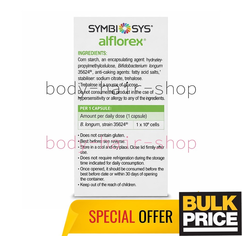 Biocodex Symbiosys Alflorex Probiotic Supplement Daily Gut Health 30 Caps 2-Pack