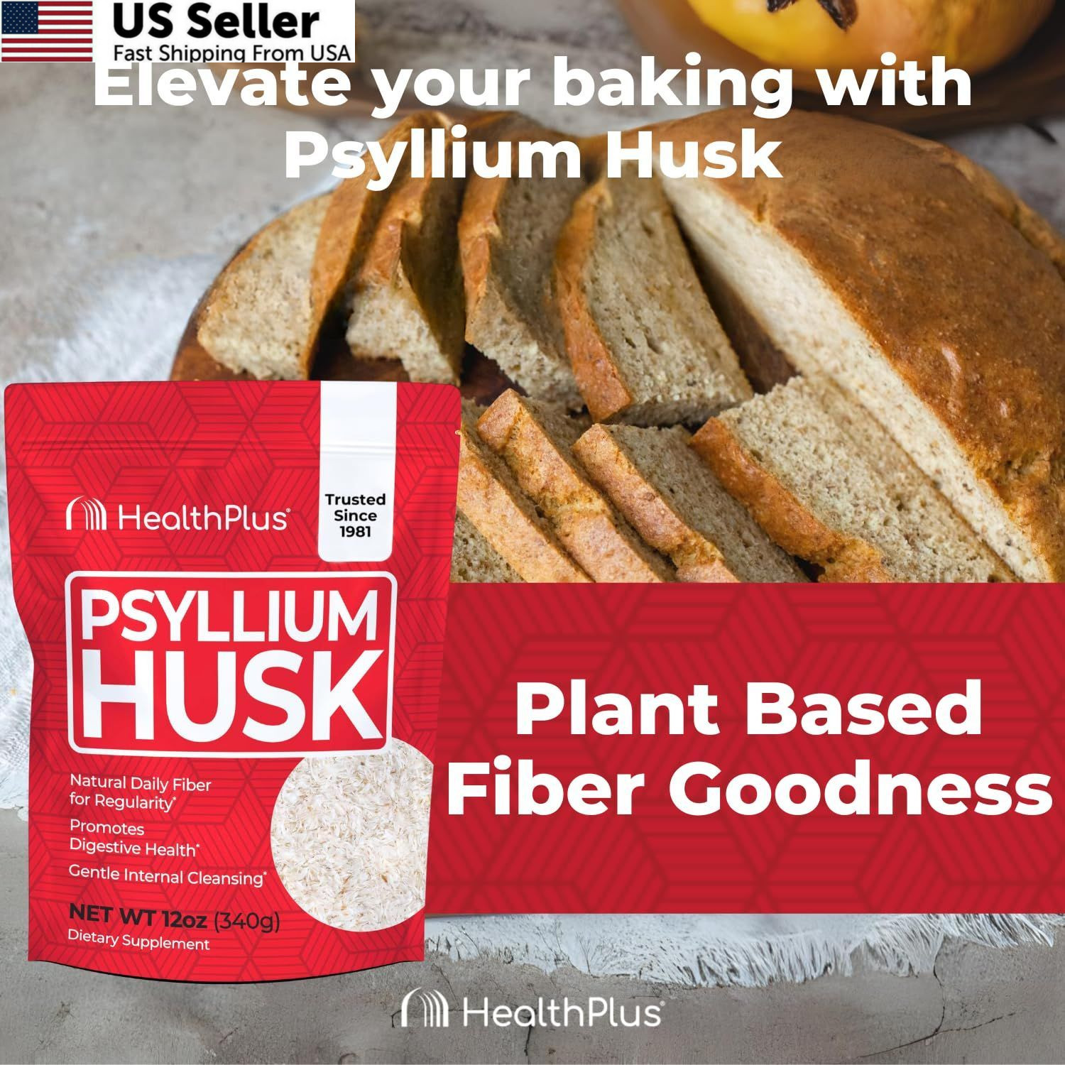 Health Plus, Psyllium Husk, 24 oz, 96 1.5 Pound (Pack of 1), 083502401223