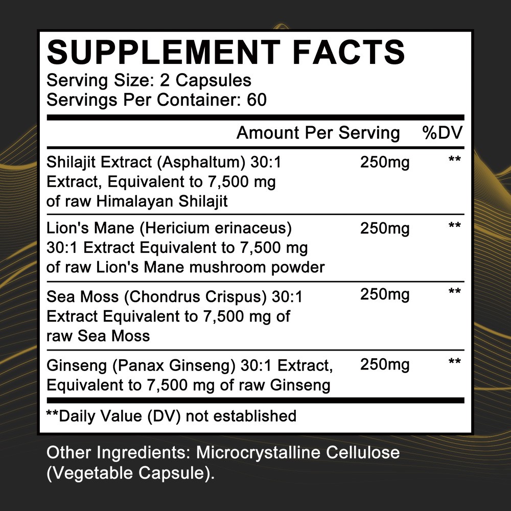 Premium 4-in-1 Vitality Supplement | Energy, Focus & Wellness Support 30/60/120