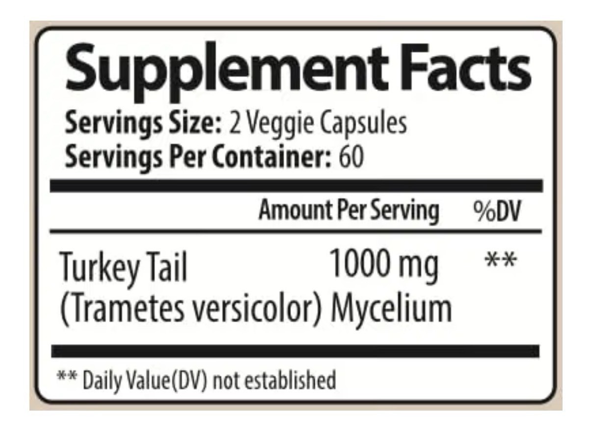 Parker Naturals Turkey Tail Mushroom Organic Supplement Immune System Aid 120Cap