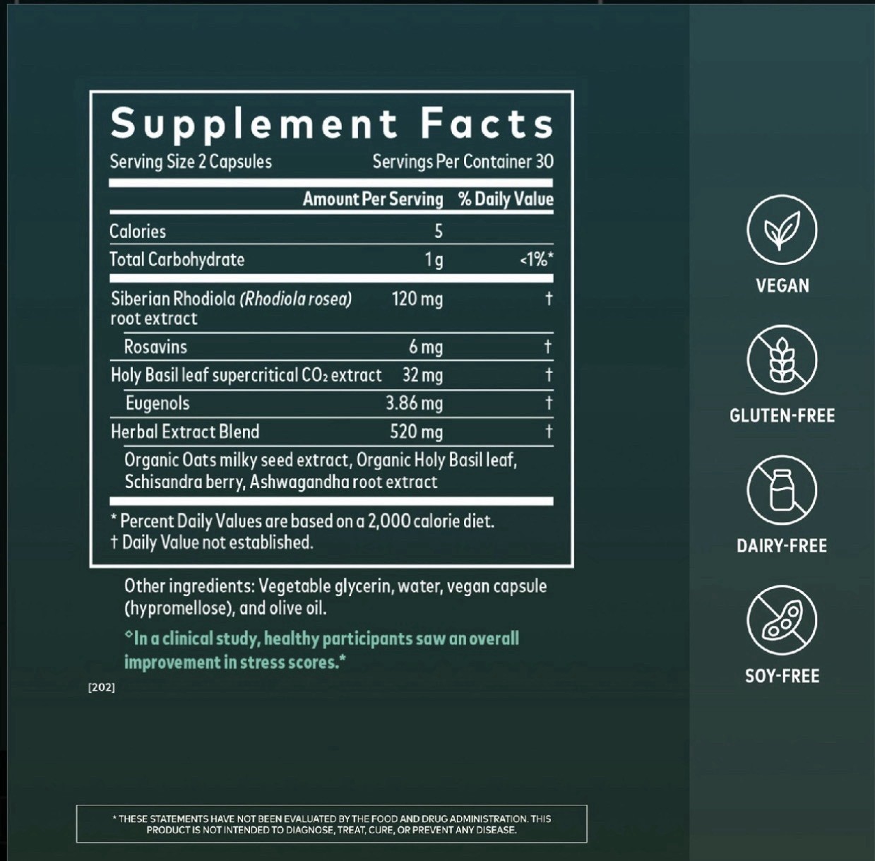 Gaia Herbs Adrenal Health Daily Support Stress Support Vegan Capsules 60 Ct