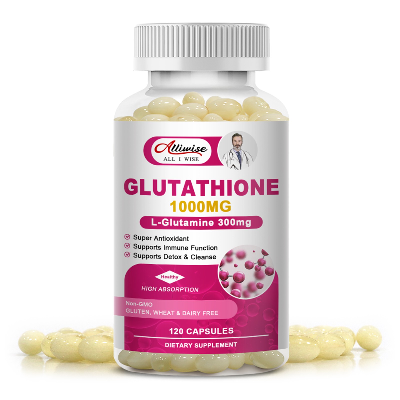 Glutathione Collagen Vitamin C Capsules Antioxidant Anti‑aging Skin Brightening