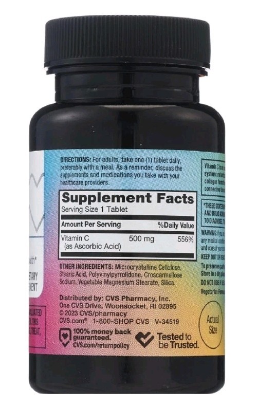 Two New CVS Health Vitamin C 100 Count Tablets-250 mg & 500 mg Exp 06/27 & 08/27