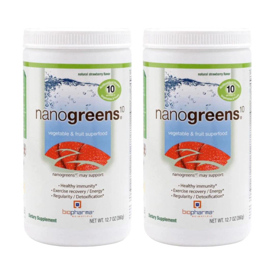 **2pack** Biopharma Scientific – NanoGreens Strawberry (12.7oz)