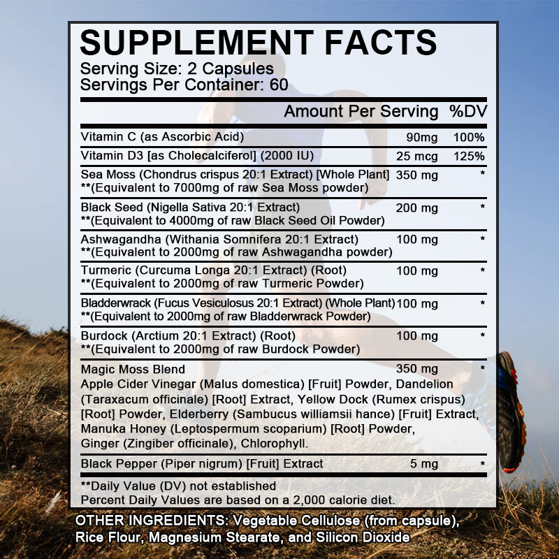 16 IN 1 Supplement Sea Moss Black Seed Oil Ashwagandha Ginger Capsules 19445mg