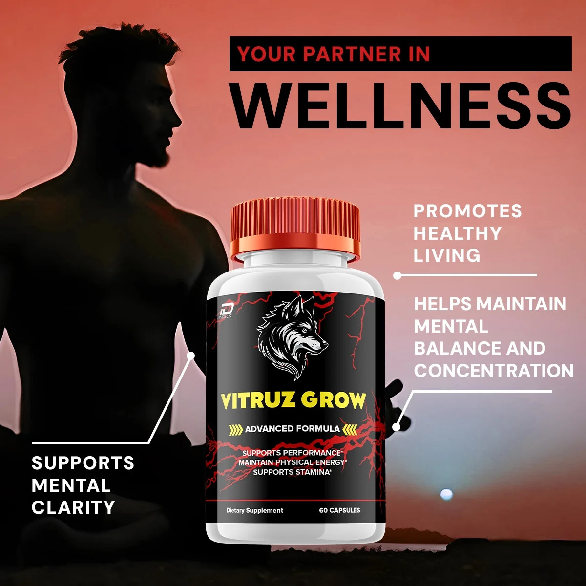 Vitruz Grow for Men Capsules – Vitruzgrow Vitamin Complex Pills, Energy, 5 Pack,
