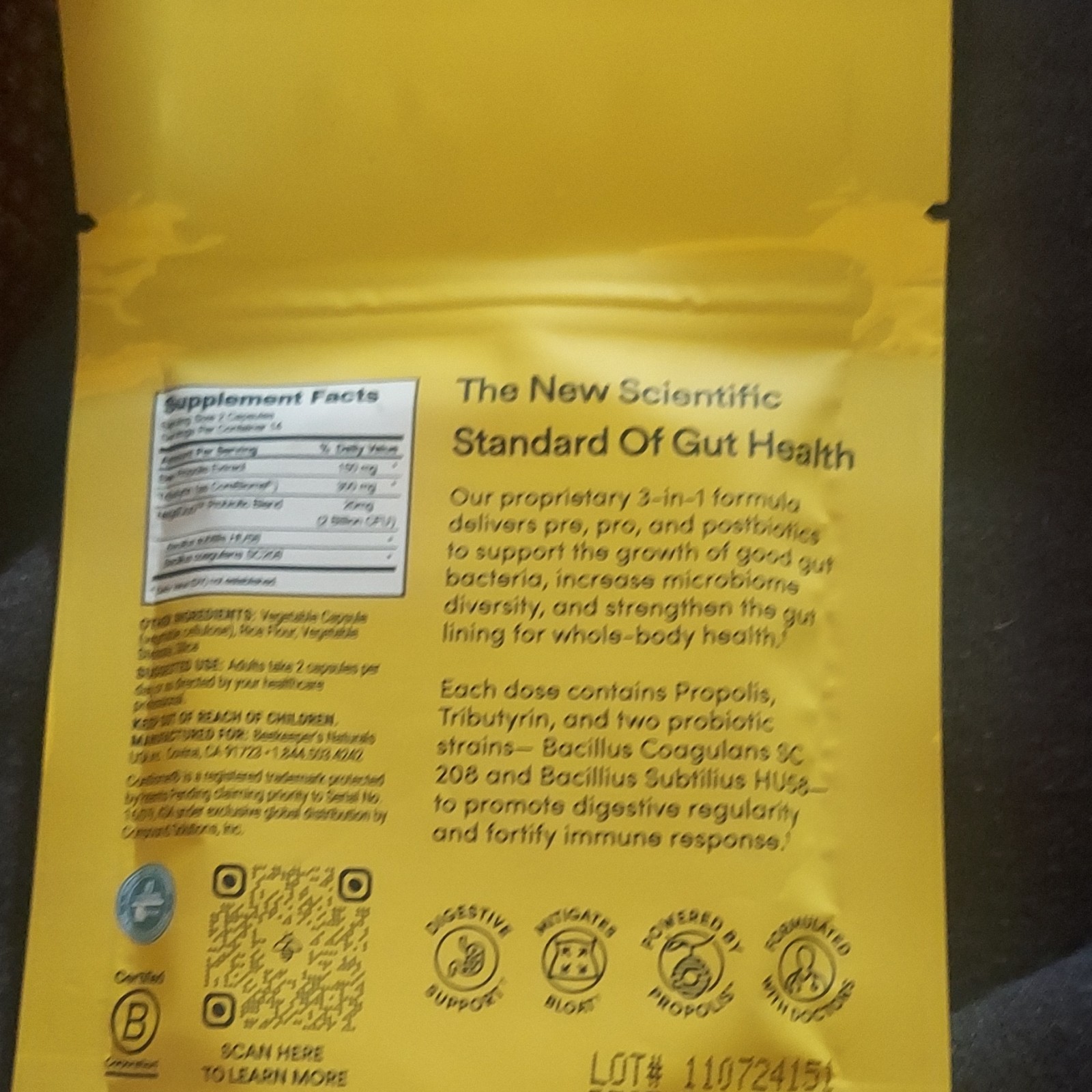 Beekeeper’s Naturals Propolis 28ct Tributyrin Bacillus Probiotic Capsule